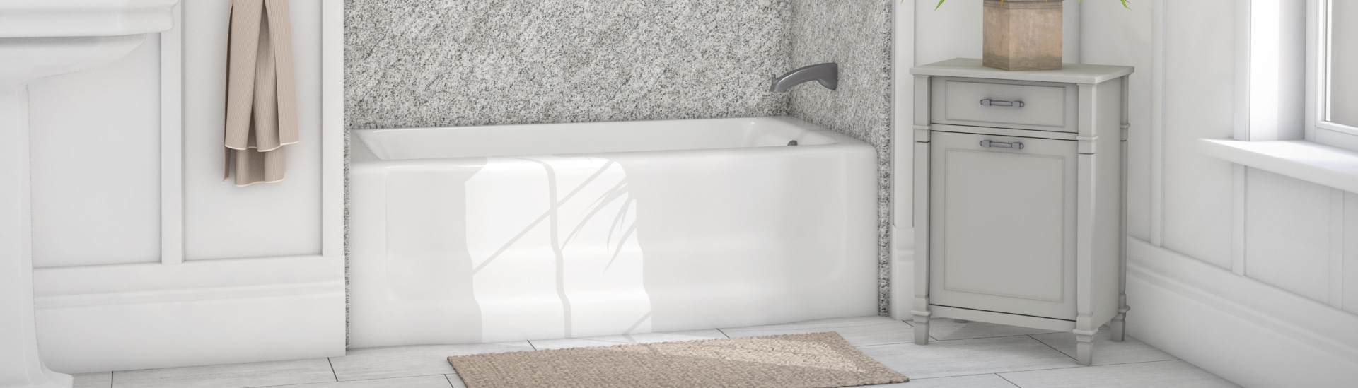 Shower to tub banner